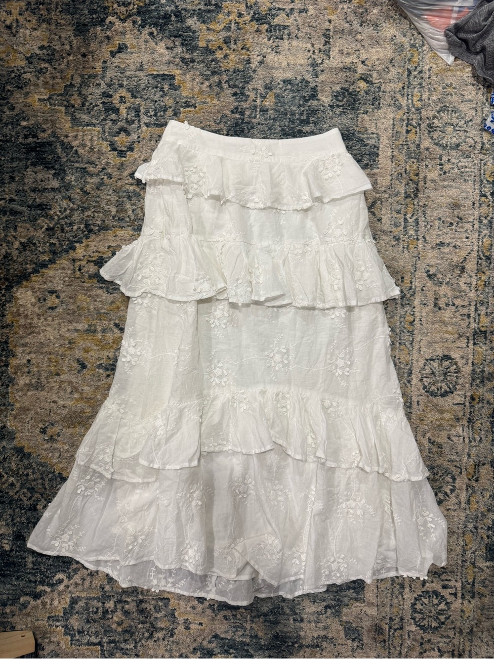 Astr White Tiered Ruffle Maxi Skirt